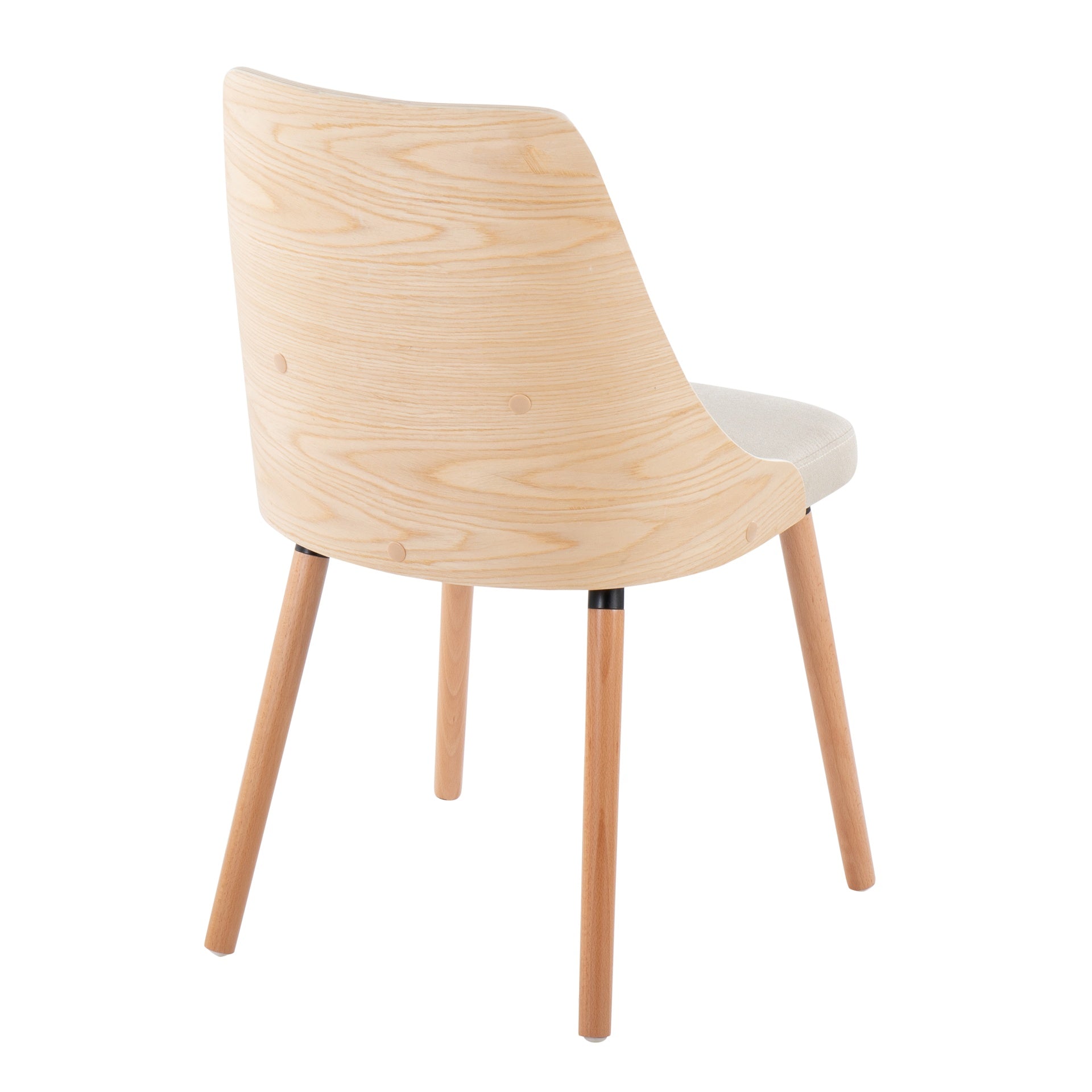 Anabelle Mid-Century Modern Chair in Natural Wood and Cream Fabric by LumiSource (Set of 2)