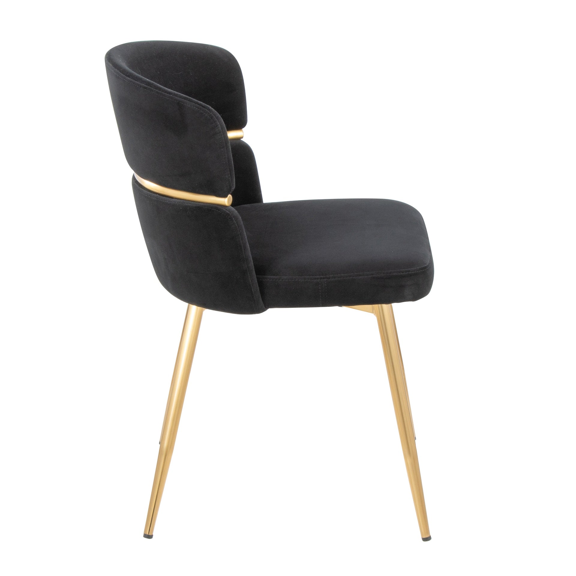 Cinch Glam/Art Deco Dining Chair in Gold Metal and Black Velvet by LumiSource - Set of 2