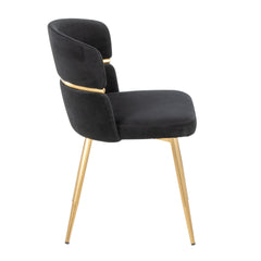 Cinch Glam/Art Deco Dining Chair in Gold Metal and Black Velvet by LumiSource - Set of 2