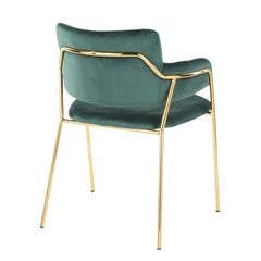 Napoli Contemporary Chair in Gold Metal and Emerald Green Velvet by LumiSource - Set of 2
