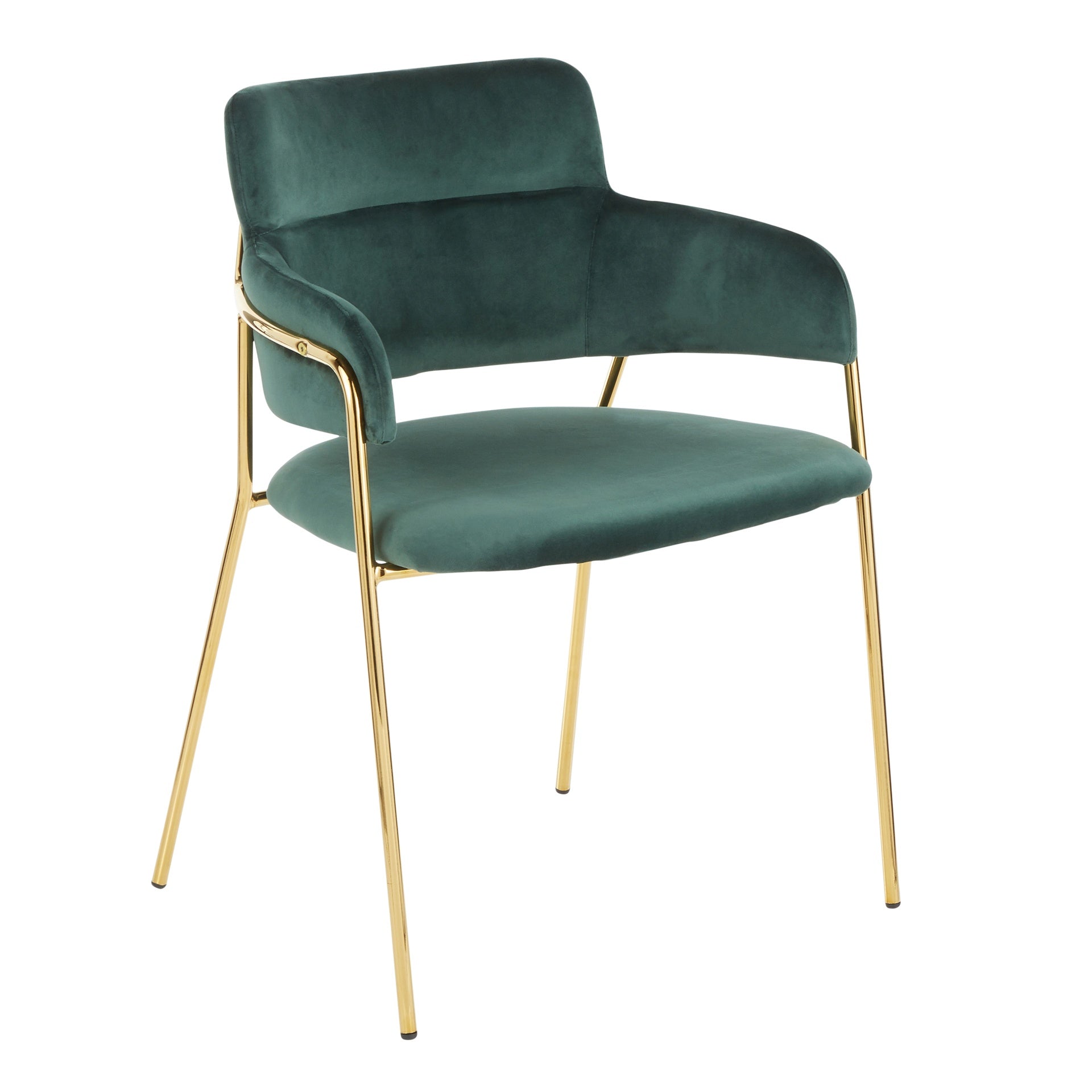Napoli Contemporary Chair in Gold Metal and Emerald Green Velvet by LumiSource - Set of 2