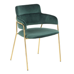 Napoli Contemporary Chair in Gold Metal and Emerald Green Velvet by LumiSource - Set of 2
