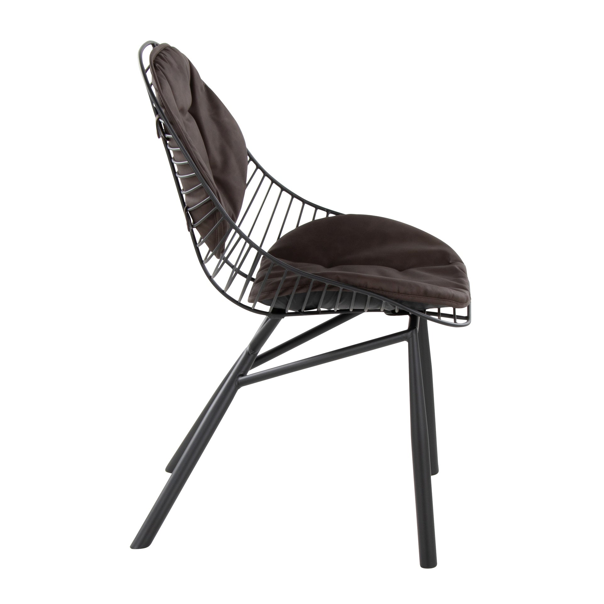 Wired Contemporary Chair in Black Metal with Espresso Faux Leather Cushions by LumiSource - Set of 2