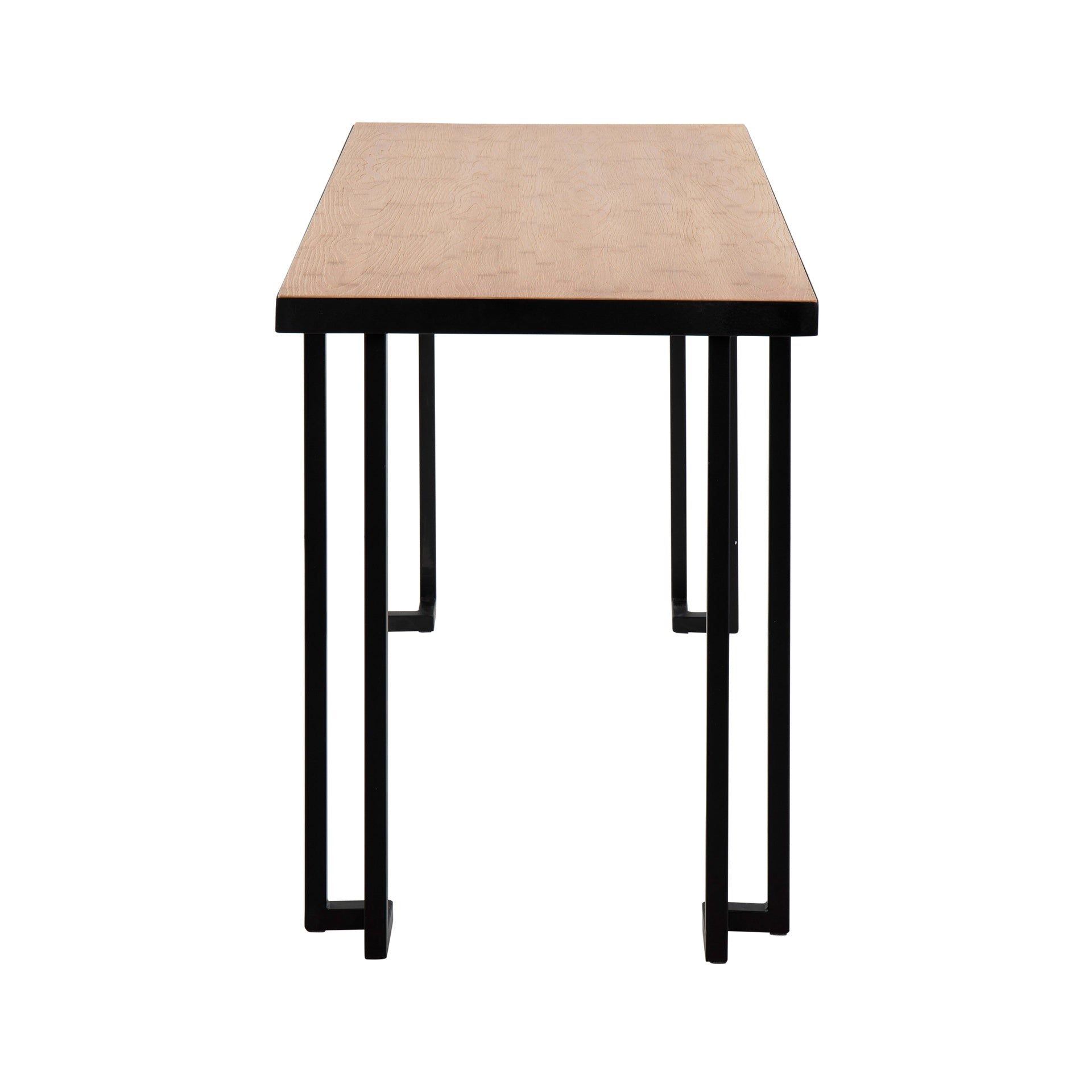 Roman Industrial Desk in Black Steel with Natural Wood Top by LumiSource