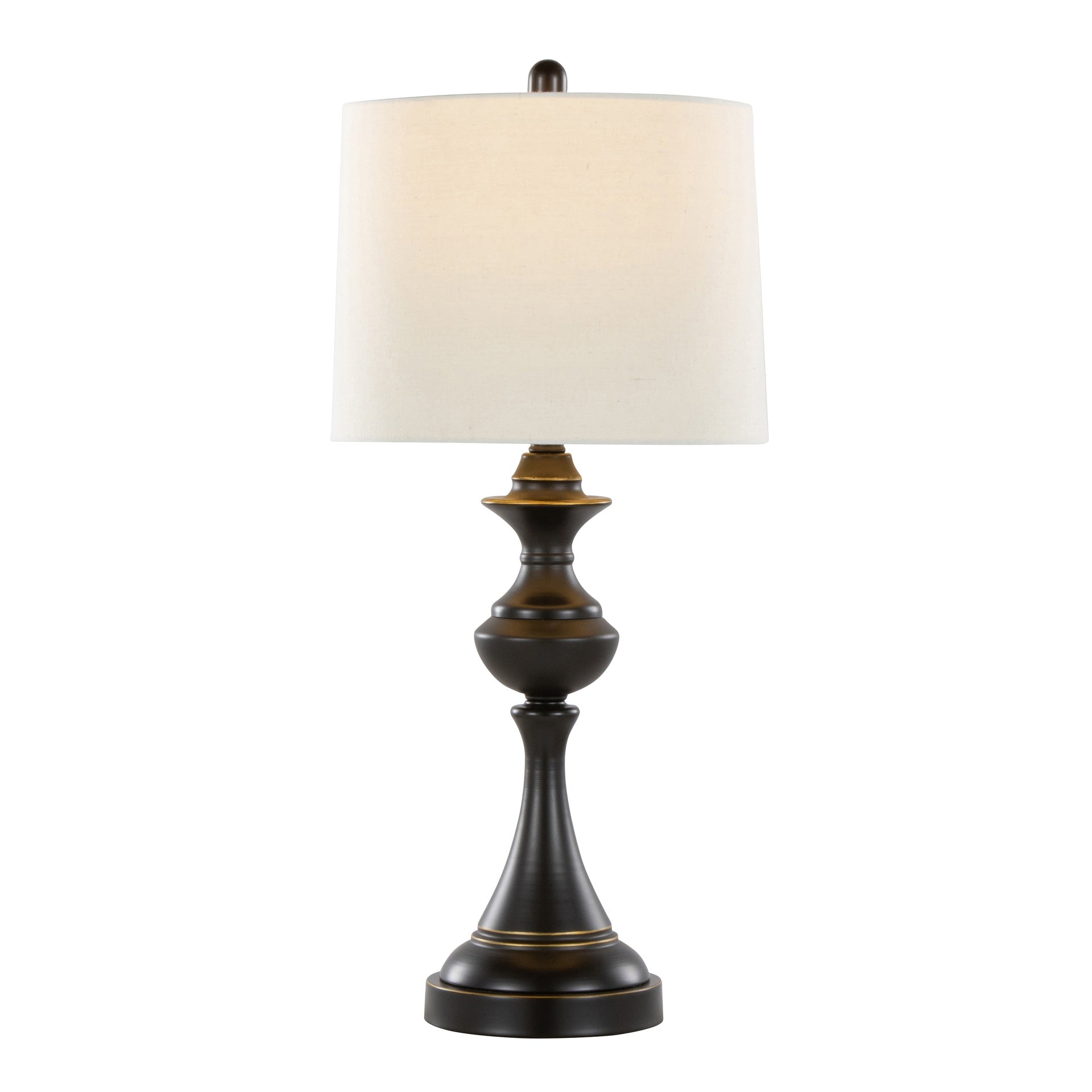 Montgomery 29" Contemporary Metal Table Lamp in Oil Rubbed Bronze with Off-White Linen Shade from Grandview Gallery by LumiSource - Set of 2