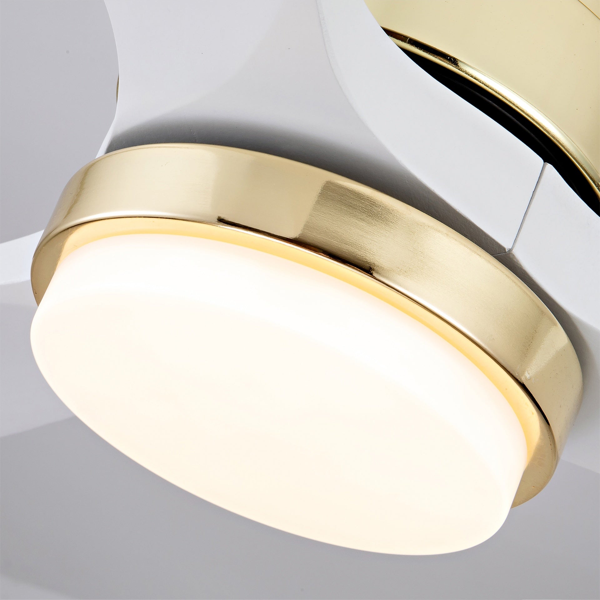52 Inch White and Gold Ceiling Fans with Lights and Remote, 3 Solid Wood Blades, 6 Speeds, Quiet DC Motor, Dimmable LED, Modern Gold Ceiling Fan for Indoor Bedroom,Living Room,Patio