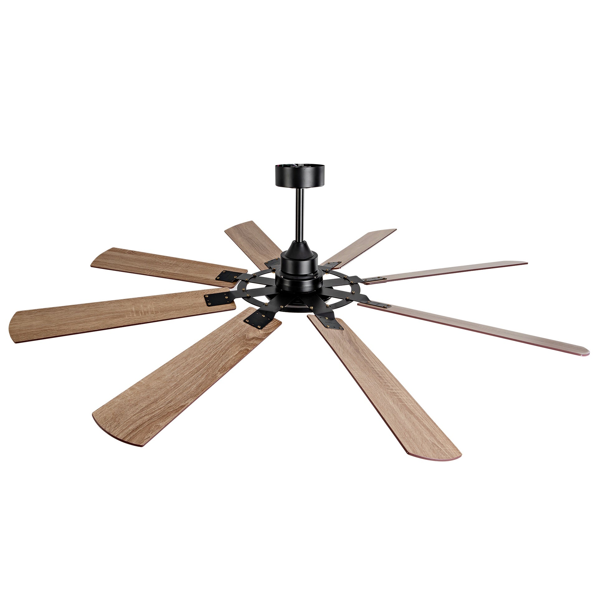 Large Ceiling Fan with Light: Modern 72-inch 8-Blade Outdoor Ceiling Fan with Remote Control - Dimmable Black Large Fan Light for Indoor Use, Reversible, 6-Speed Quiet DC Motor