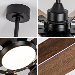 Large Ceiling Fan with Light: Modern 72-inch 8-Blade Outdoor Ceiling Fan with Remote Control - Dimmable Black Large Fan Light for Indoor Use, Reversible, 6-Speed Quiet DC Motor
