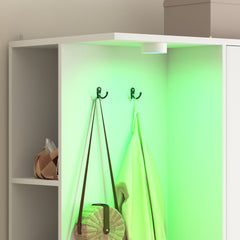 Wardrobe Closet 71.7" H, Bedroom Wooden Wardrobe with 2 Doors 6 Drawers, Modern Clothing Storage Cabinet Combination with Storage Shelves and Hanging Rail, White