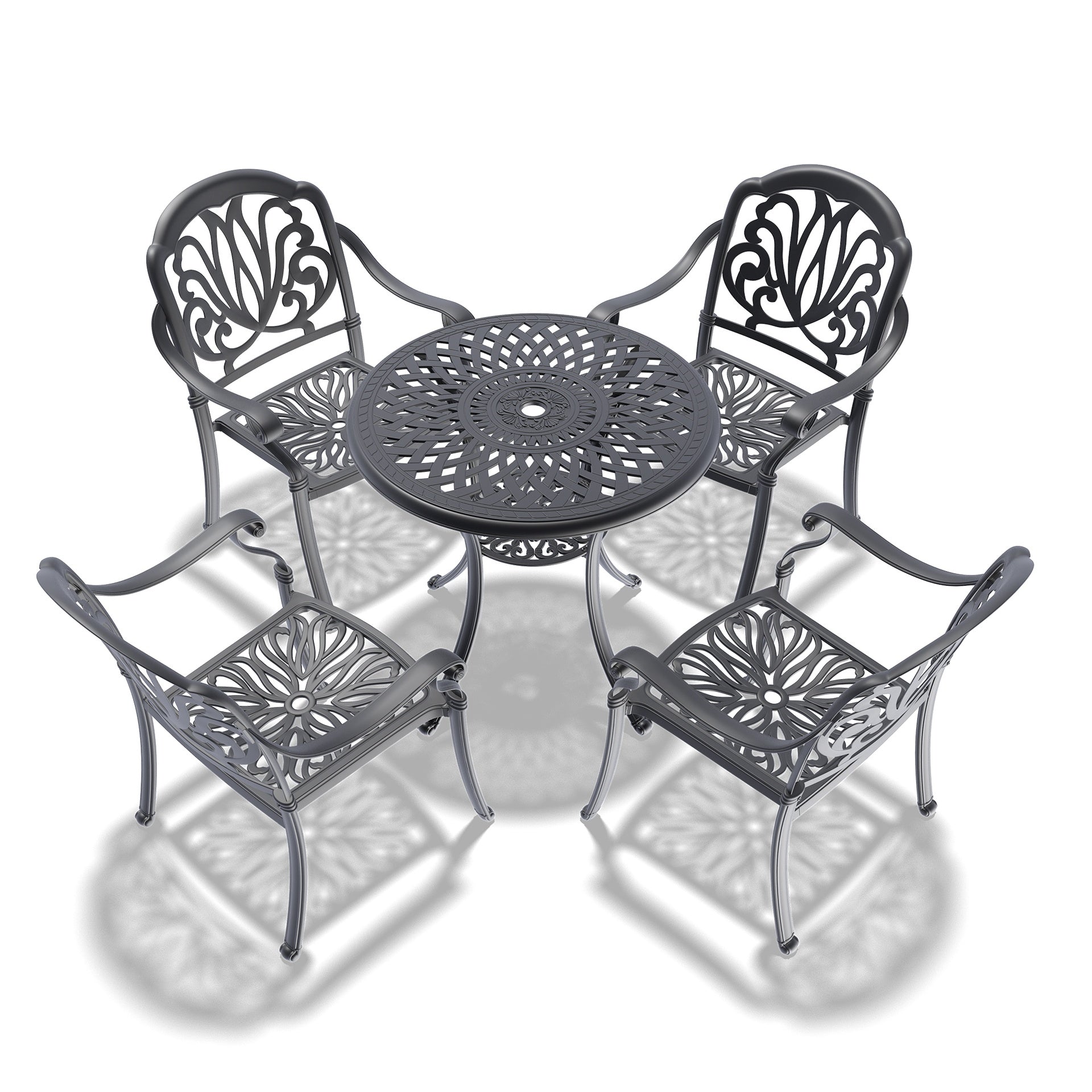 5-Piece Set Of Cast Aluminum Patio Furniture With Brown Cushions(same as W1710S00539)