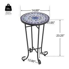 Patio Side Table,Blue+Black