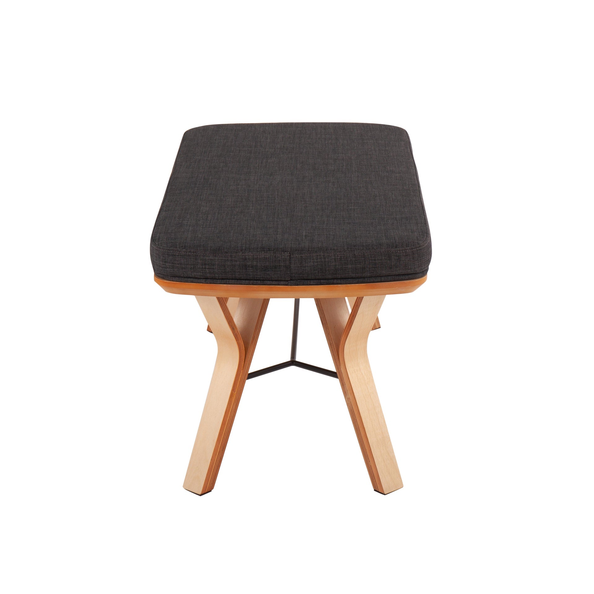 Folia Mid-Century Modern Bench in Natural Wood and Charcoal Fabric by LumiSource