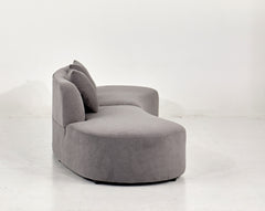 132" Curved Sofa with Throw Pillows, 6 Seater Luxury Velvet Couch with Half Moon Design and High-Density Foam, Ideal for Modern Living Room, Office & Apartment, Grey