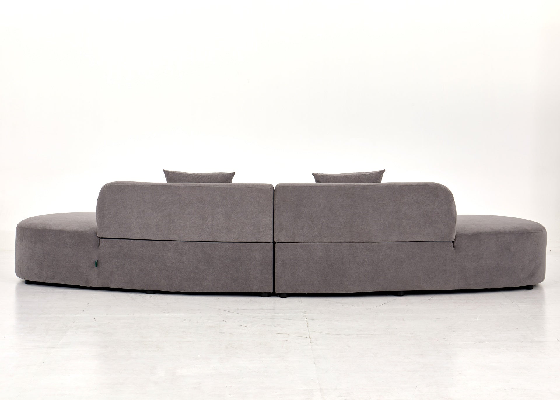 132" Curved Sofa with Throw Pillows, 6 Seater Luxury Velvet Couch with Half Moon Design and High-Density Foam, Ideal for Modern Living Room, Office & Apartment, Grey