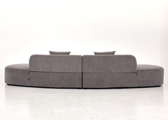 132" Curved Sofa with Throw Pillows, 6 Seater Luxury Velvet Couch with Half Moon Design and High-Density Foam, Ideal for Modern Living Room, Office & Apartment, Grey