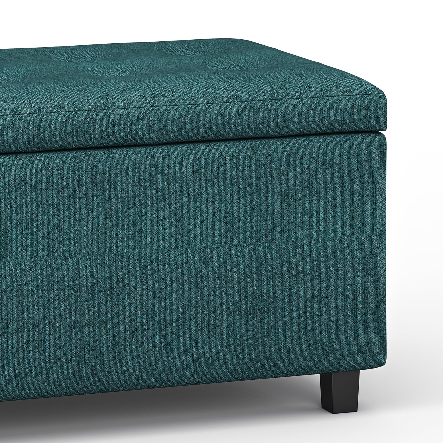 Cosmopolitan 34 inch Wide Storage Ottoman in Teal Polyester Fabric