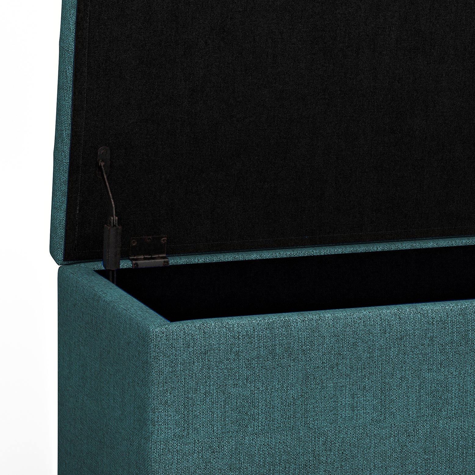 Cosmopolitan 34 inch Wide Storage Ottoman in Teal Polyester Fabric