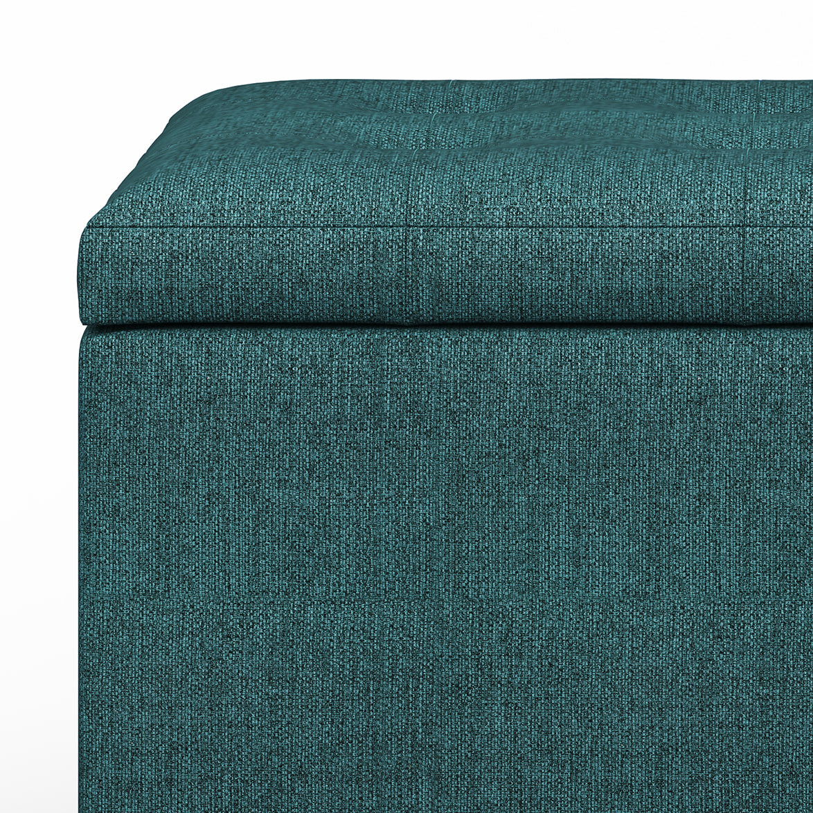 Cosmopolitan 34 inch Wide Storage Ottoman in Teal Polyester Fabric