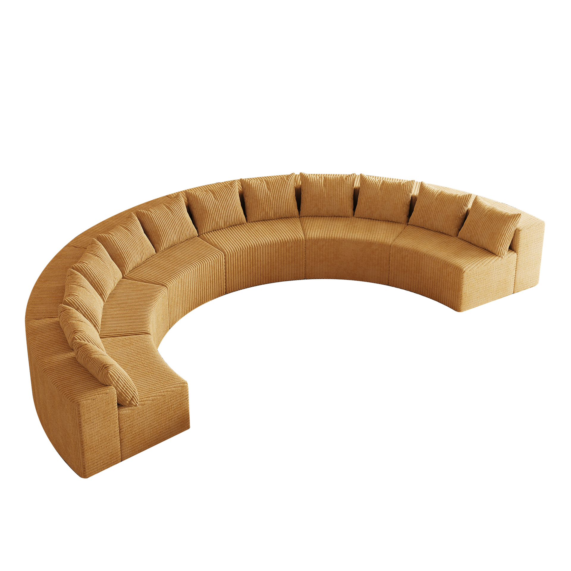 Corduroy curved sectional Foam sofa with 12 pillows,Curved Symmetrical Modular Semi Circular Sofa Sectional for bedroom, living room, office for leisure or nap, reading room, and lobby(six modules)