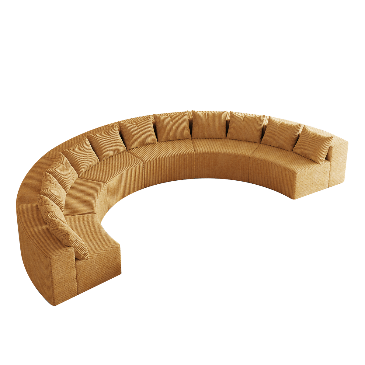 Corduroy curved sectional Foam sofa with 12 pillows,Curved Symmetrical Modular Semi Circular Sofa Sectional for bedroom, living room, office for leisure or nap, reading room, and lobby(six modules)