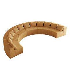 Corduroy curved sectional Foam sofa with 12 pillows,Curved Symmetrical Modular Semi Circular Sofa Sectional for bedroom, living room, office for leisure or nap, reading room, and lobby(six modules)