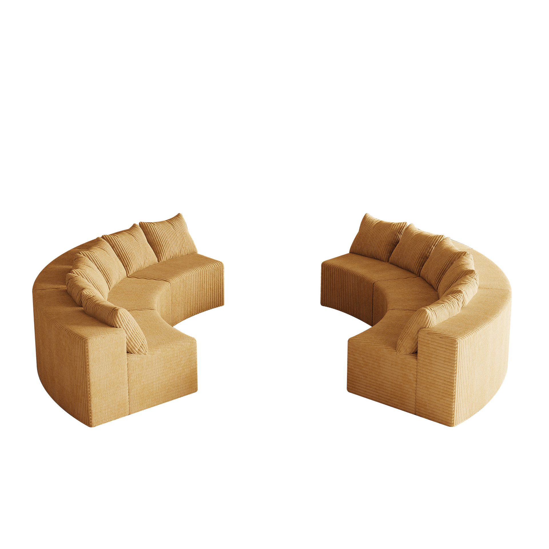 Corduroy curved sectional Foam sofa with 12 pillows,Curved Symmetrical Modular Semi Circular Sofa Sectional for bedroom, living room, office for leisure or nap, reading room, and lobby(six modules)