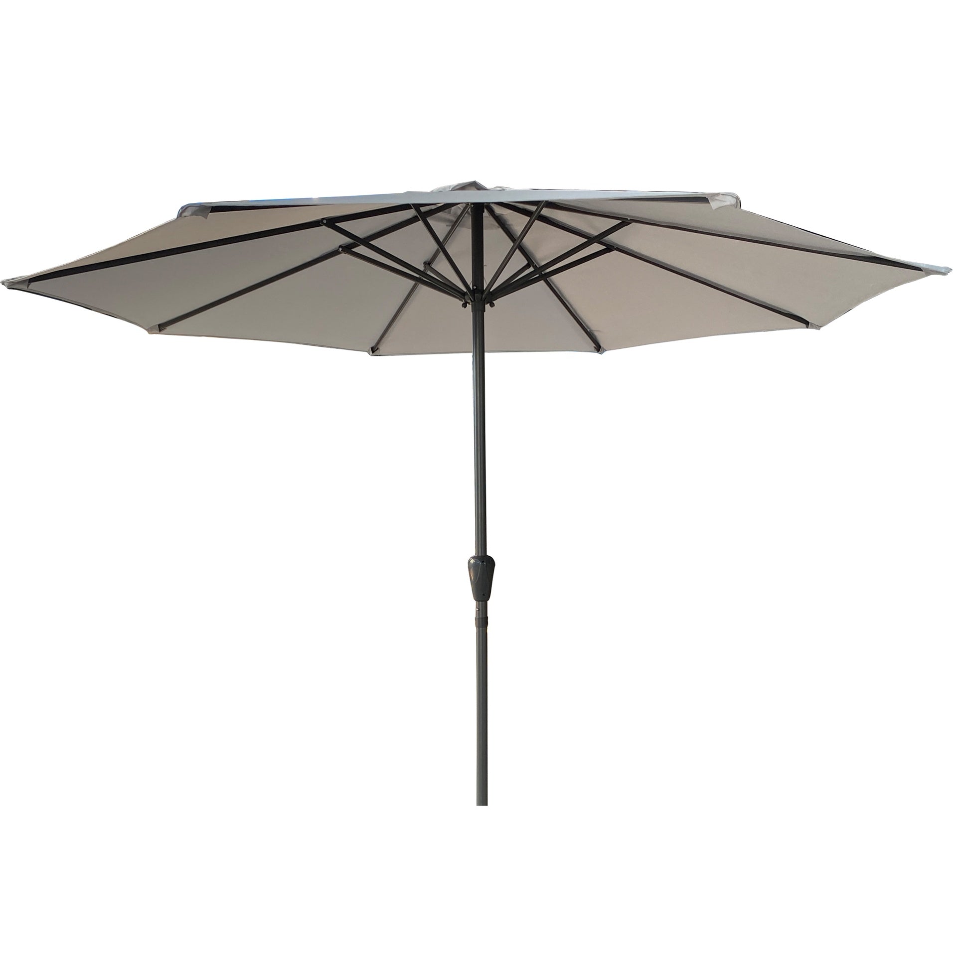 9' Outdoor Patio Aluminum Umbrella, Outdoor Table Umbrella,Market Umbrella with 8 Sturdy Ribs, UV 50+ Protection,  Crank Perfect for Patio, Beach, Garden - Gray without base