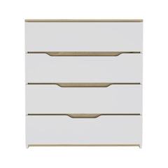 Zoe Dresser, Superior Top, Four Drawers -White / Light Oak