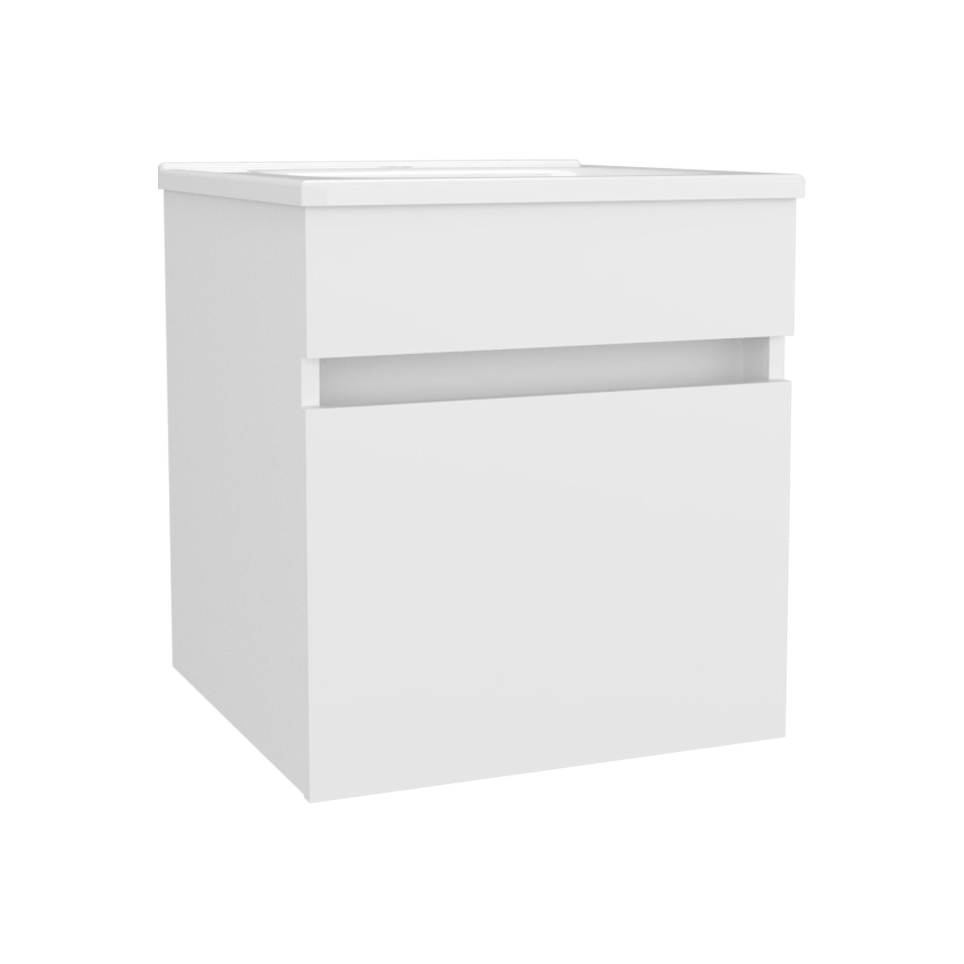 Primavera 18" Wide Floating Bathroom Vanity, With One Cabinet And Two Shelves, White