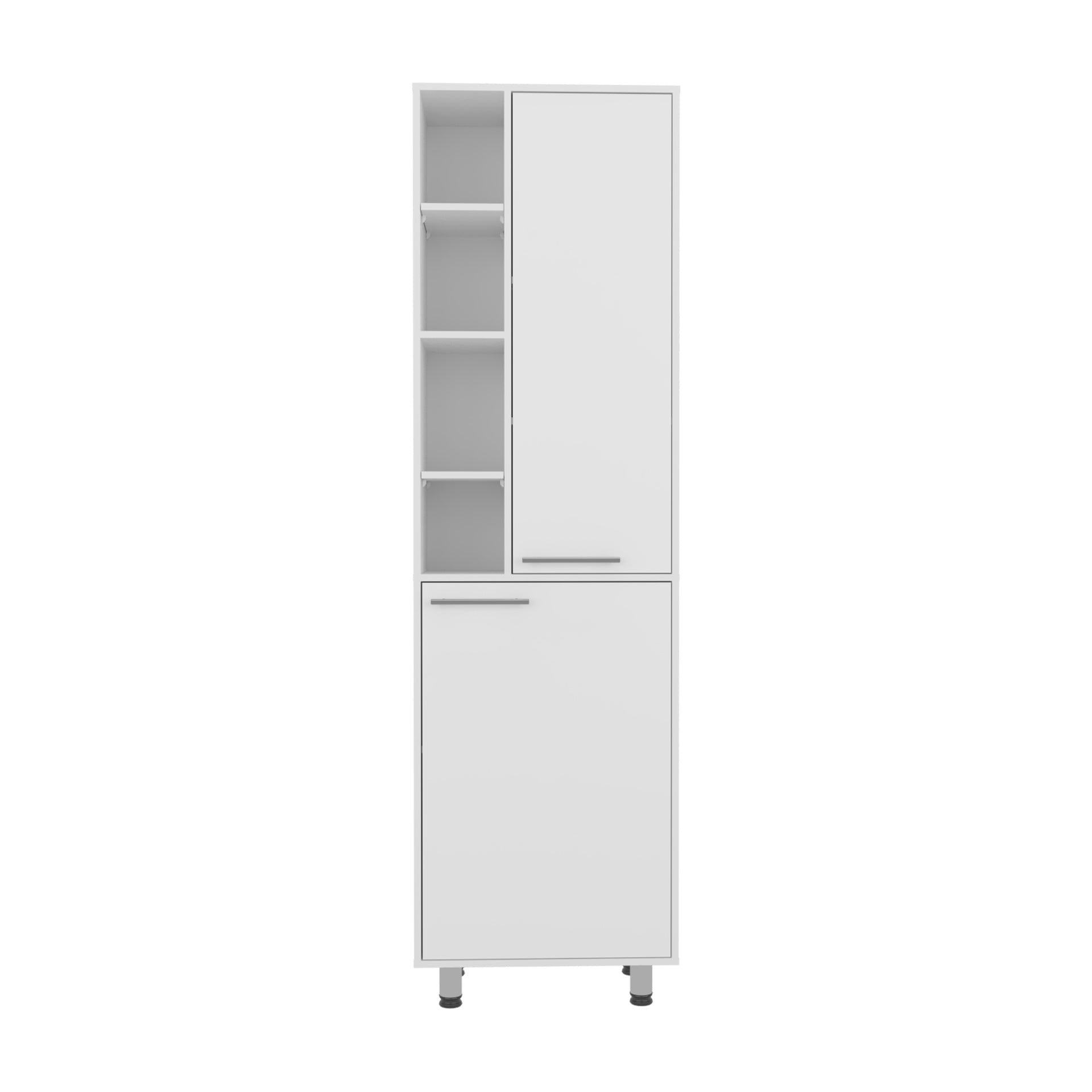 Burton Kitchen Pantry with 2 Doors, Adjustable Shelves, side Shelves, Compact Storage Cabinet for Kitchen Organization, White
