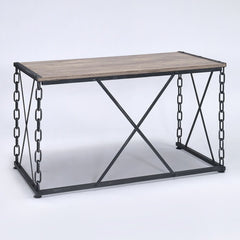 Rustic Oak and Antique Black Rectangular Console Table