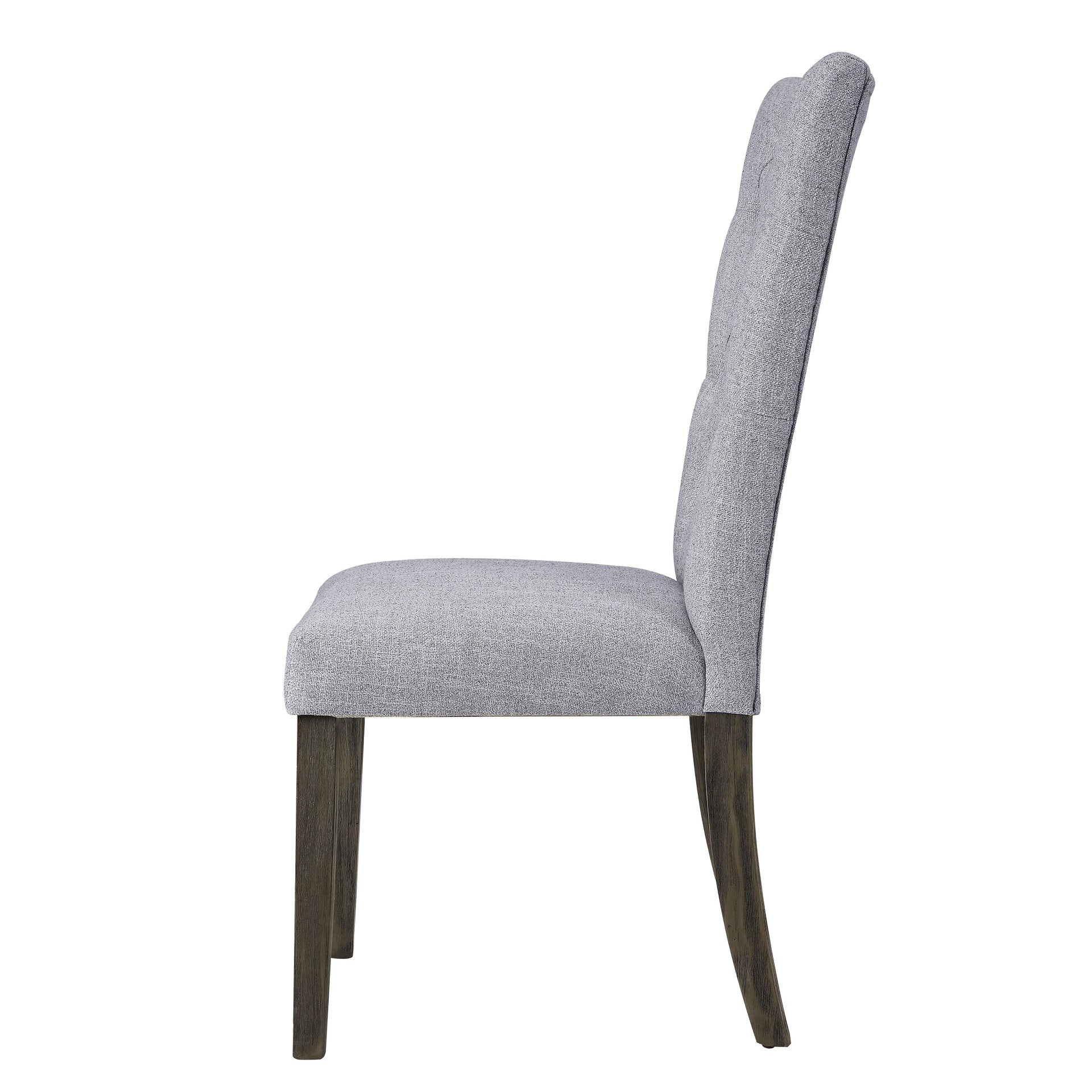 Grey and Grey Oak Side Chair with Button Tufted (Set of 2)
