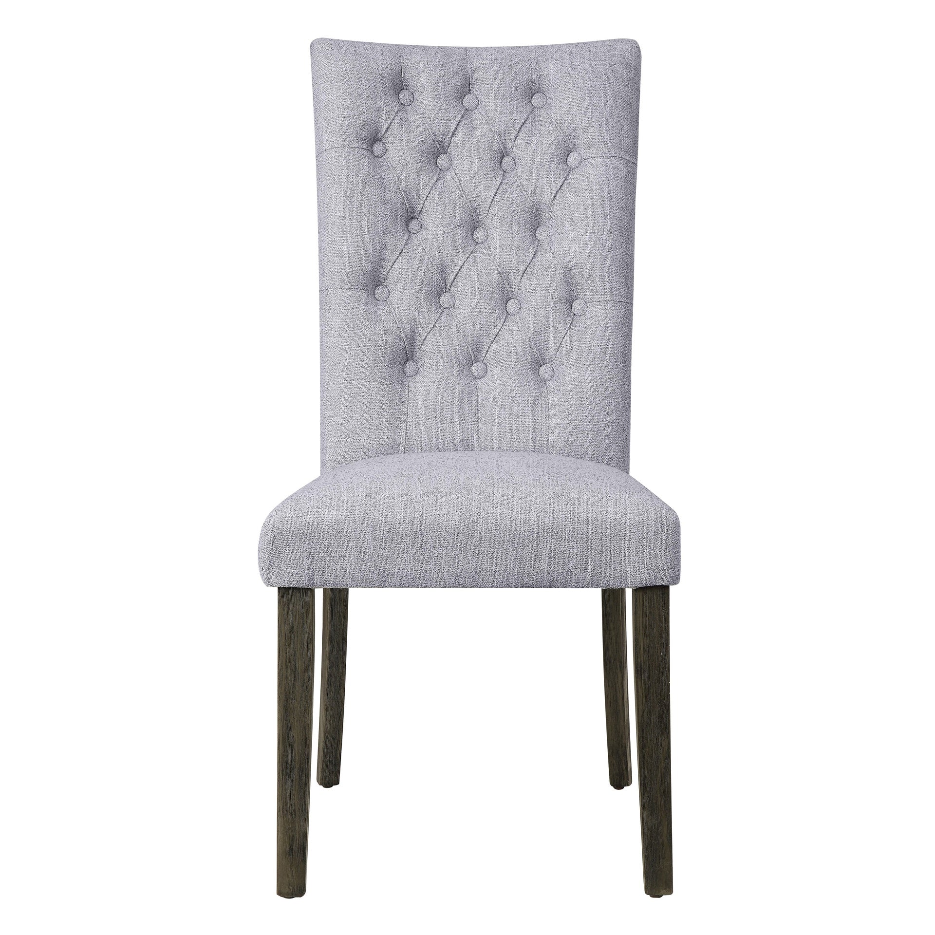 Grey and Grey Oak Side Chair with Button Tufted (Set of 2)