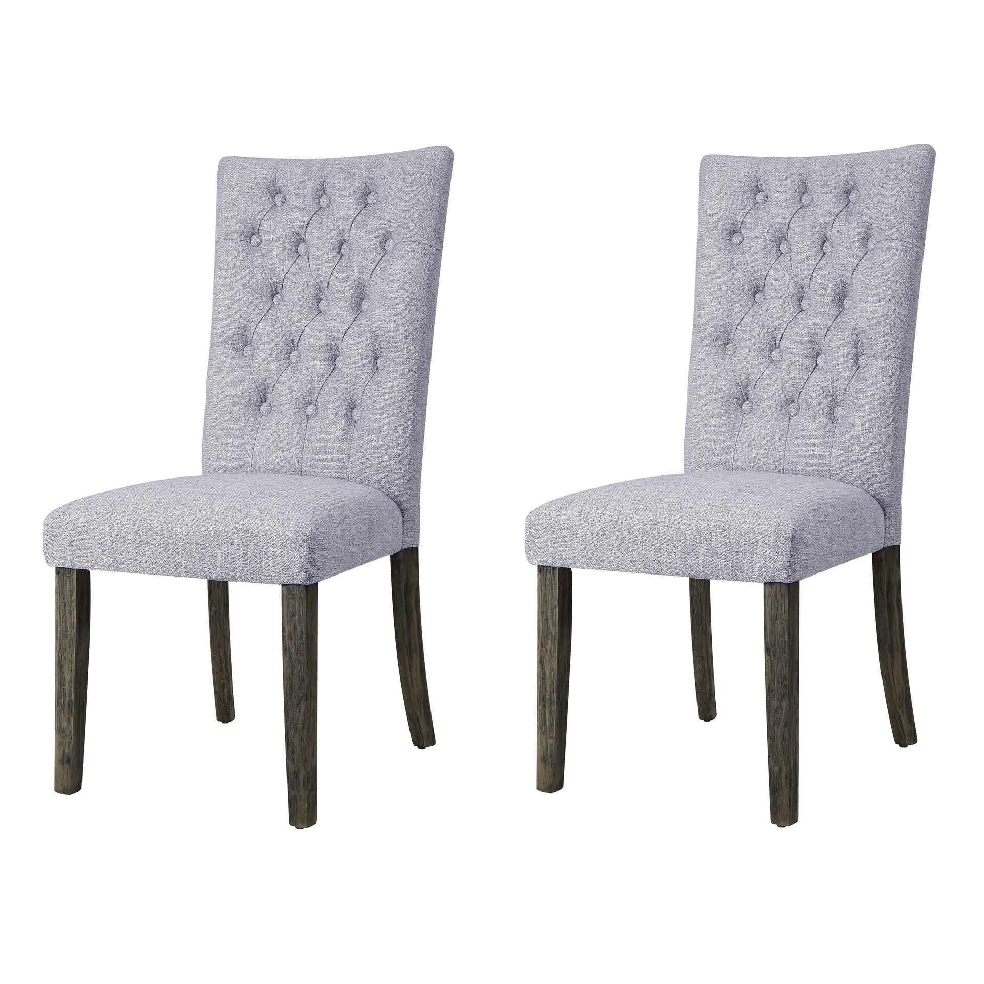 Grey and Grey Oak Side Chair with Button Tufted (Set of 2)