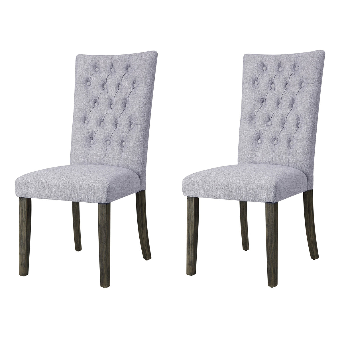 Grey and Grey Oak Side Chair with Button Tufted (Set of 2)
