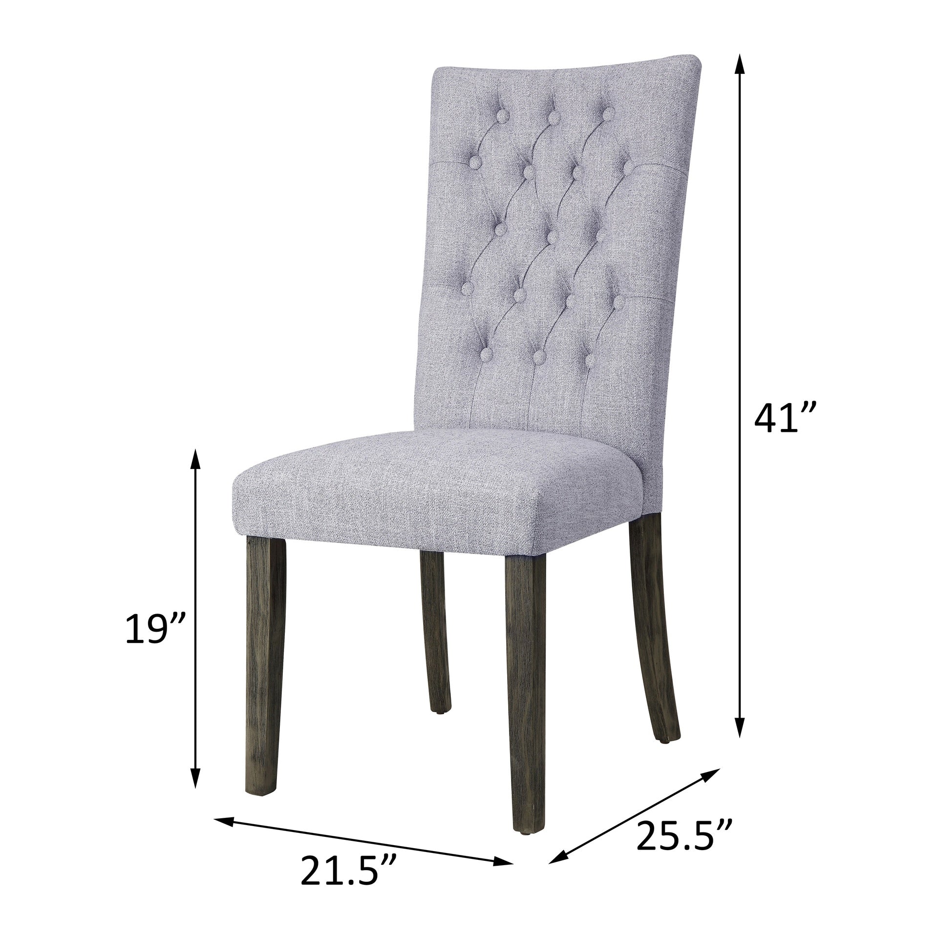 Grey and Grey Oak Side Chair with Button Tufted (Set of 2)