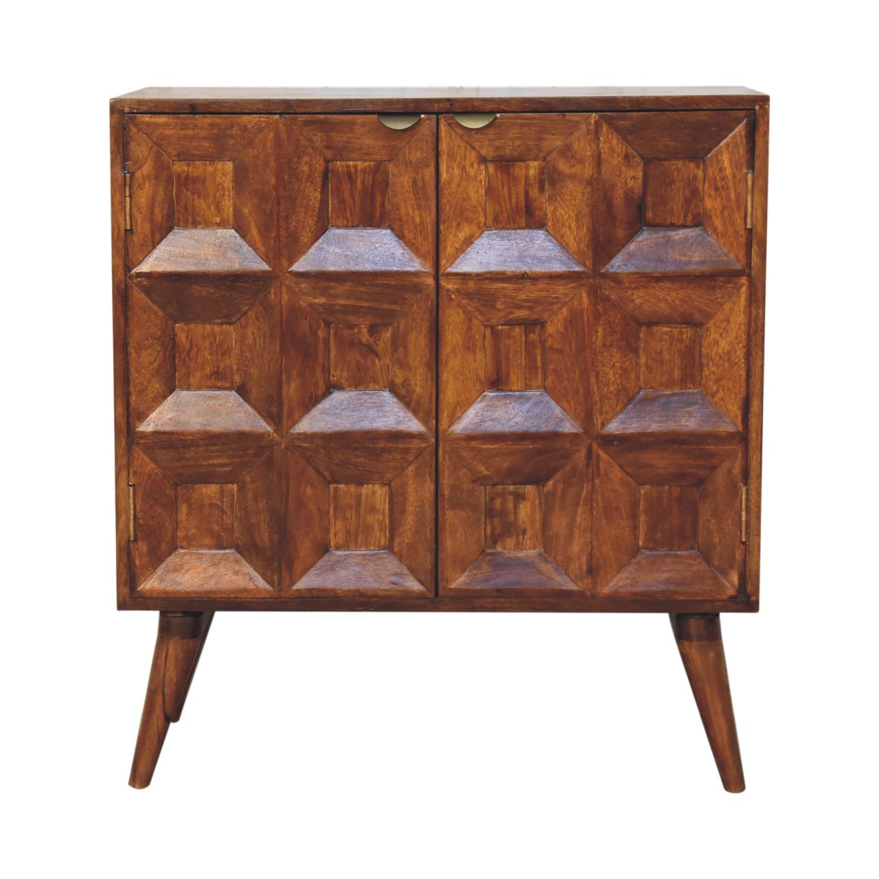 Solid Wood Quad Cabinet, 2-Shelves, Brown