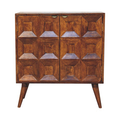 Solid Wood Quad Cabinet, 2-Shelves, Brown