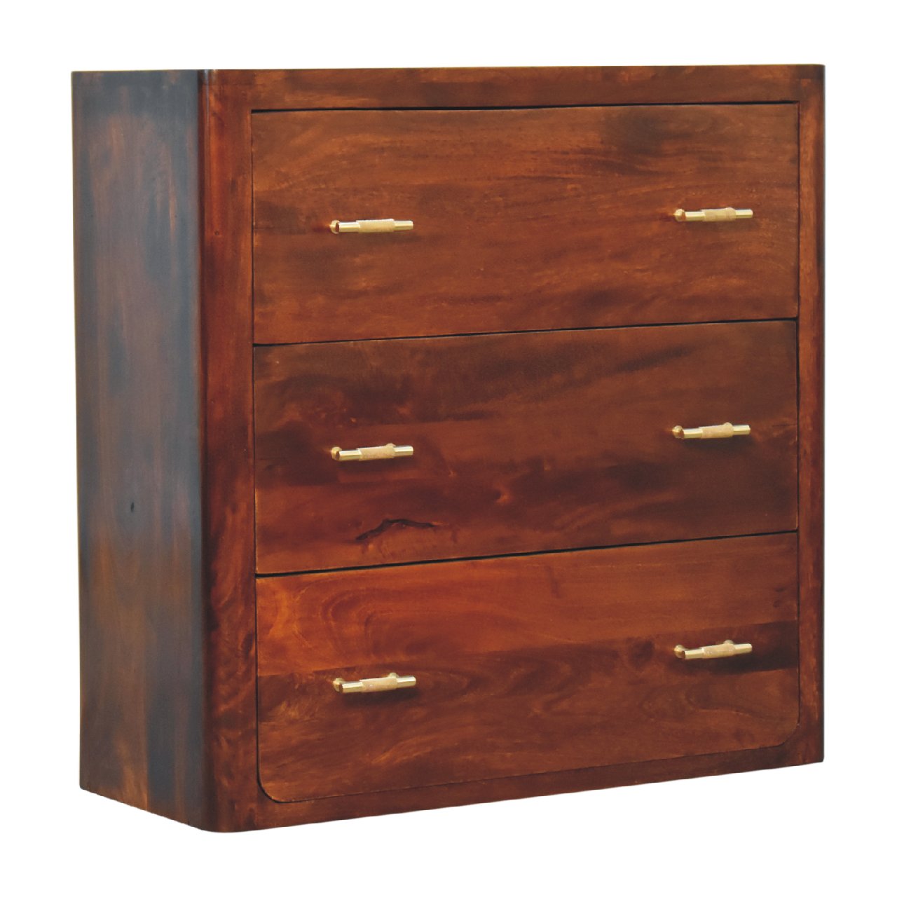 Solid Wood Luca Chest of Drawers, 3-Drawers, Brown