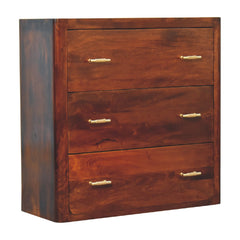 Solid Wood Luca Chest of Drawers, 3-Drawers, Brown