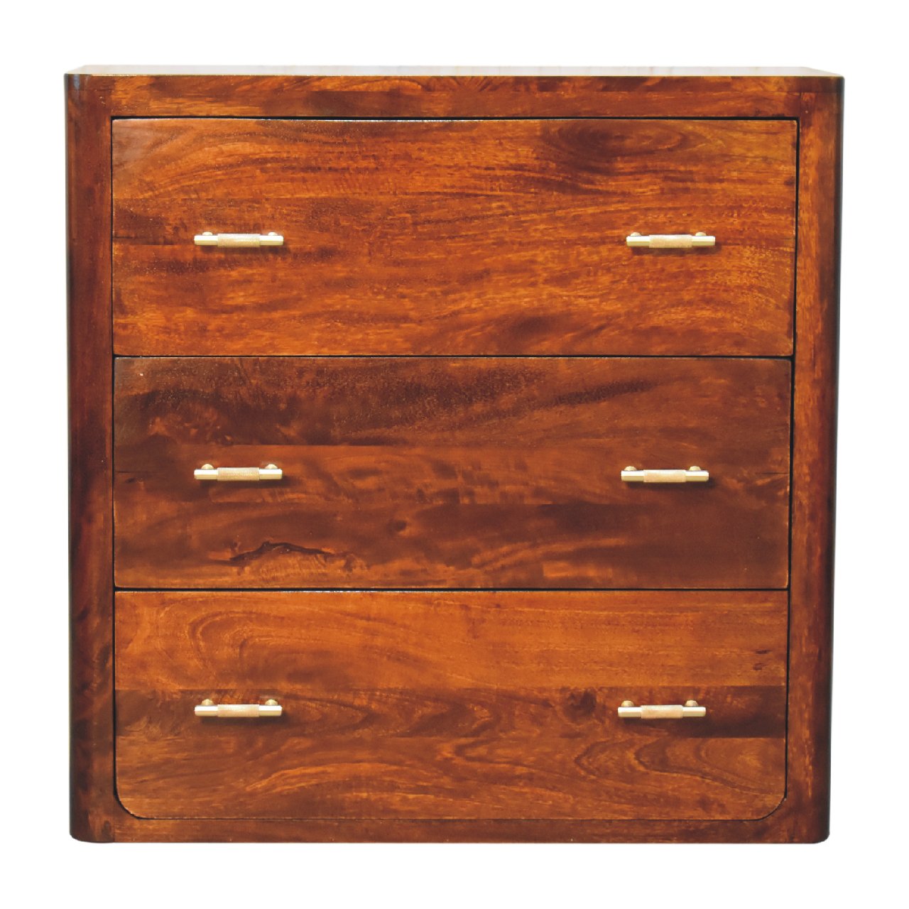 Solid Wood Luca Chest of Drawers, 3-Drawers, Brown