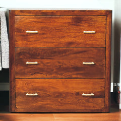 Solid Wood Luca Chest of Drawers, 3-Drawers, Brown