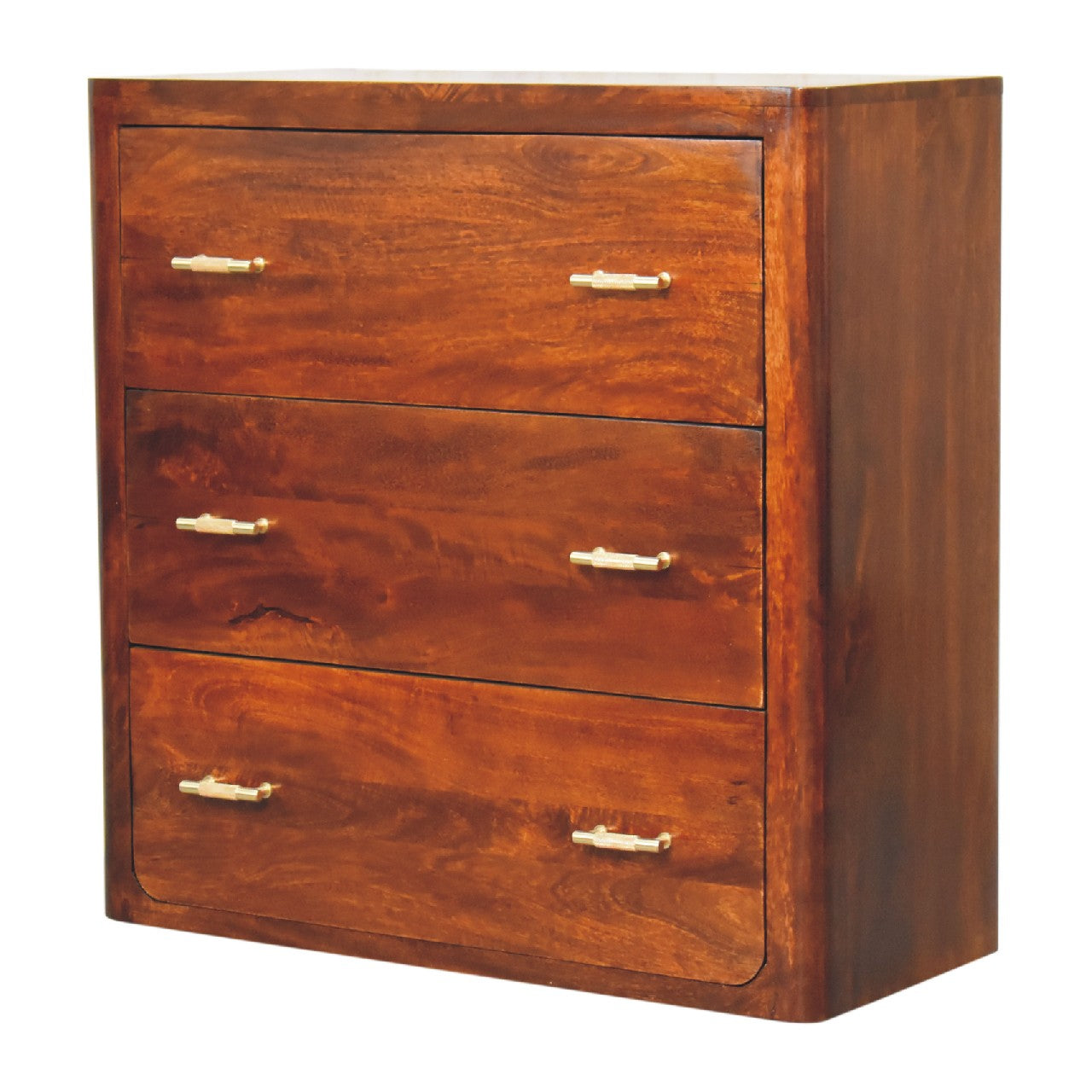 Solid Wood Luca Chest of Drawers, 3-Drawers, Brown
