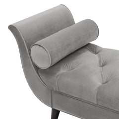 Alma Tufted Flared Arm Entryway Bench, Opal Grey Velvet