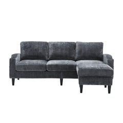UNITED  WE WIN Sofa for three, solid wood frame, Chenille fabric, side pocket, with two cup holders, footstool with storagestorage sofa /Living room sofa cozy sectional  sofa