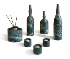 Diamond Green Marble Home Decor Set - 7-Piece Luxury Natural Stone Collection for Living Room, Bedroom, Bathroom