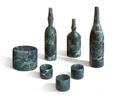 Diamond Green Marble Home Decor Set - 7-Piece Luxury Natural Stone Collection for Living Room, Bedroom, Bathroom