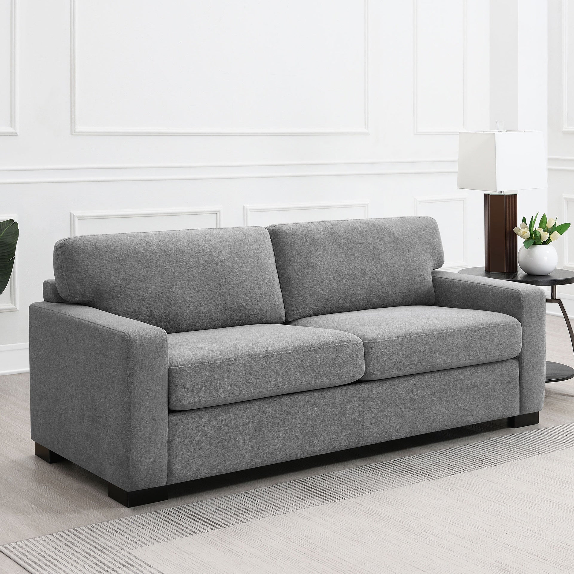 Vicente Grey Upholstered Sofa Sleeper with Queen Mattress
