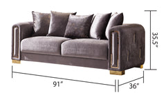 Impreza Modern Style Sofa made with wood with Gold Accents in Silver      same asG150109218  (NJ inventory)