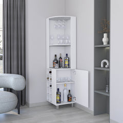 FM FURNITURE Leah Corner Bar cabinet with ample storage and wine rack. White